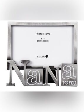 BNWOT LASODY BRUSHED SILVER “NANA I LOVE YOU” 6 x 4 TABLE TOP PICTURE FRAME